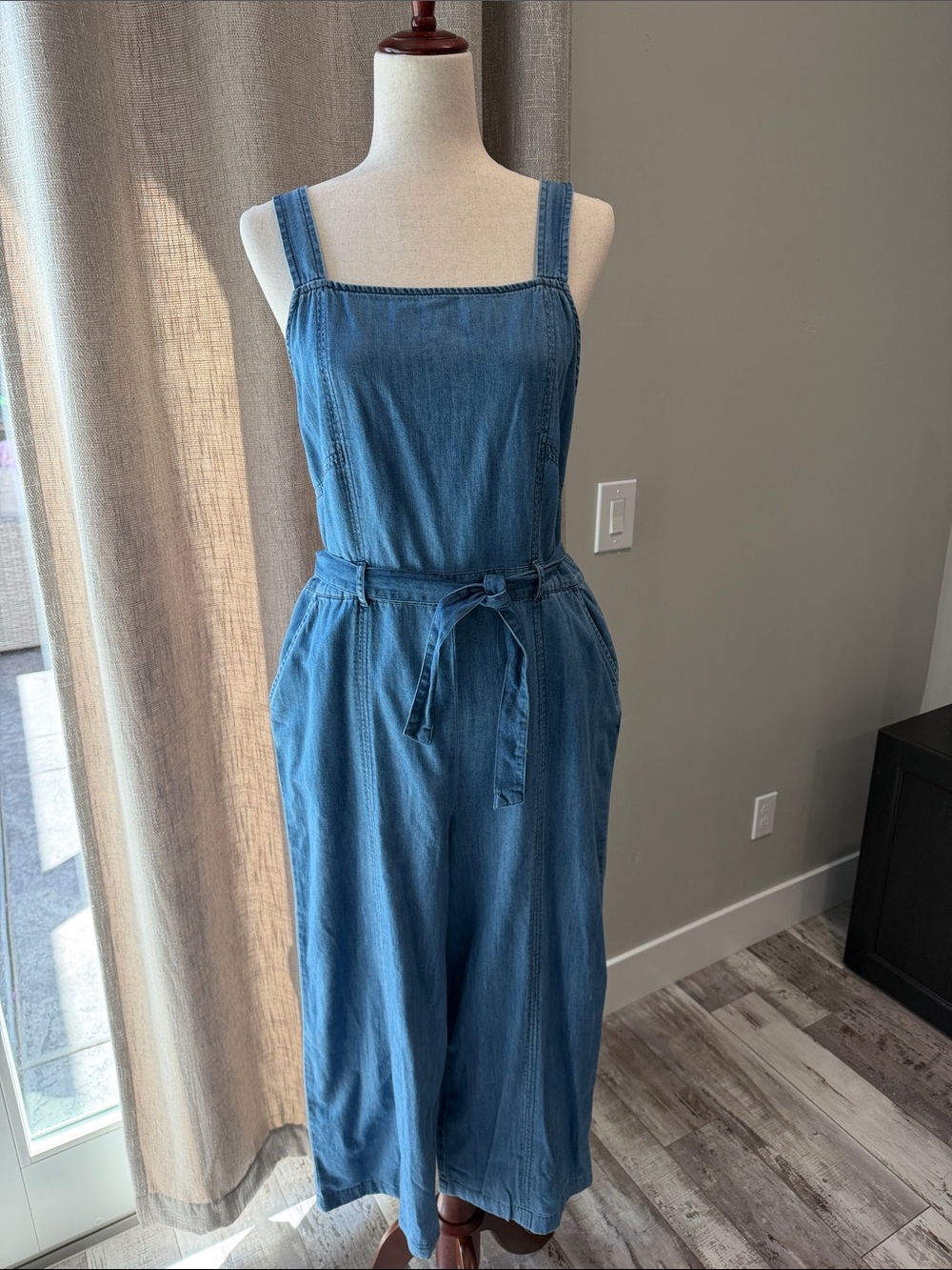 Denim Wide-Leg Jumpsuit - Blue